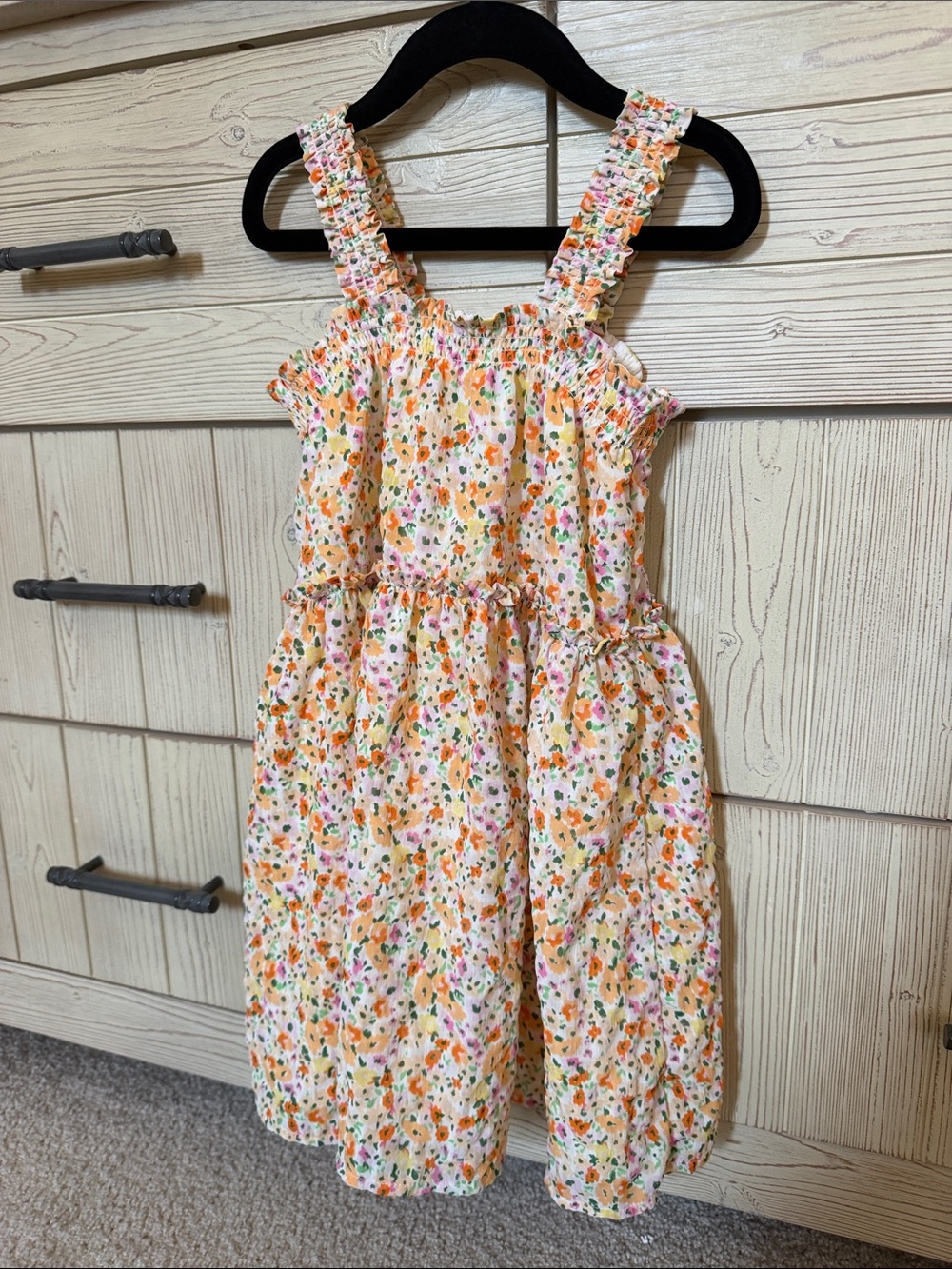 Old Navy Girls' Floral Orange Sundress with Ruffled Straps